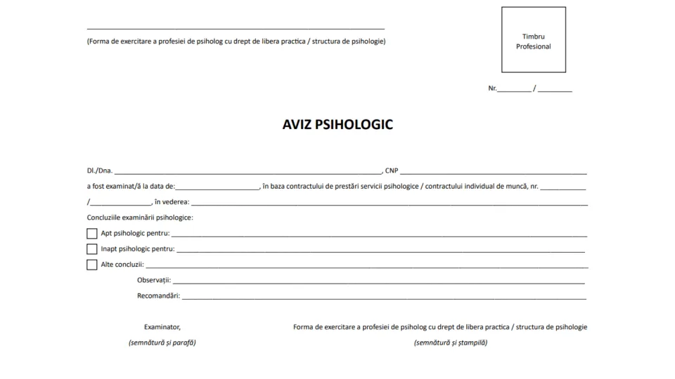 Model Aviz Psihologic Completat